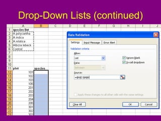 Drop-Down Lists (continued)
 