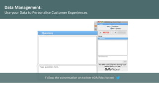 Data Management:
Use your Data to Personalise Customer Experiences
Follow the conversation on twitter #DMPActivation
 