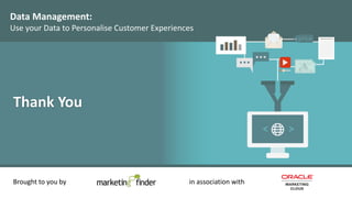Data Management:
Use your Data to Personalise Customer Experiences
Brought to you by in association with
Thank You
 
