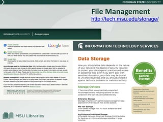 File Management
http://tech.msu.edu/storage/
 