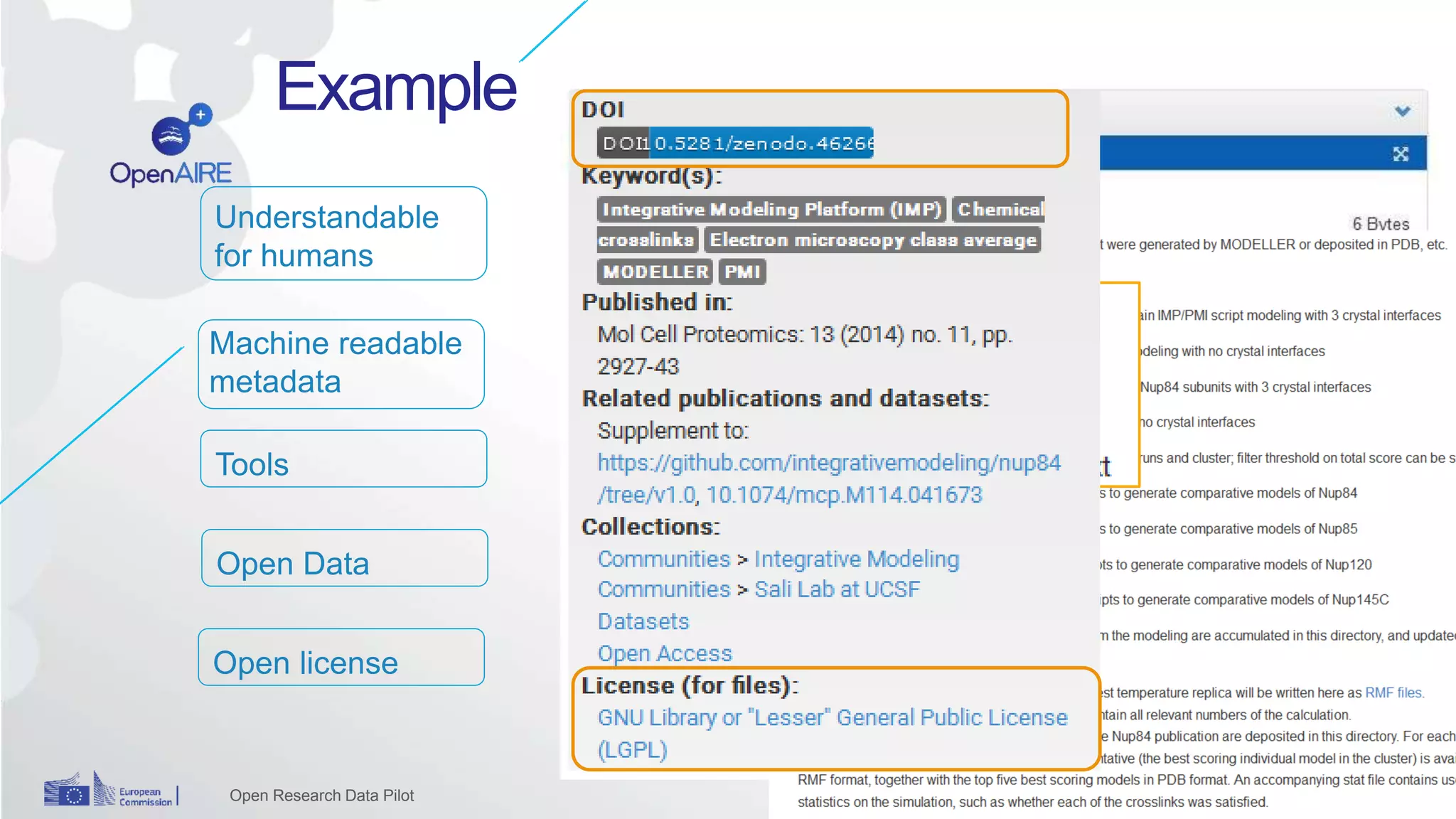 29
Example
Open Research Data Pilot
Understandable
for humans
Machine readable
metadata
Tools
Open Data
Open license
 
