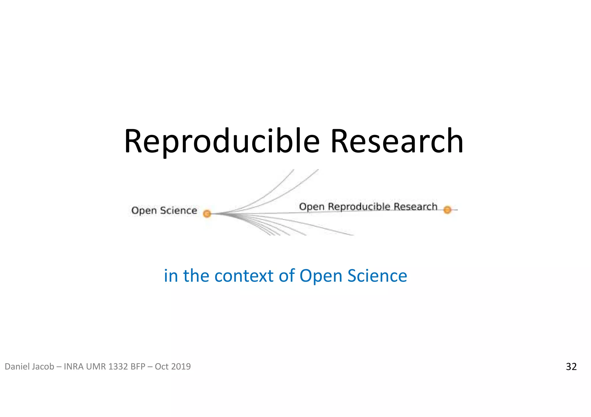 Daniel Jacob – INRA UMR 1332 BFP – Oct 2019 32
Reproducible Research
in the context of Open Science
 