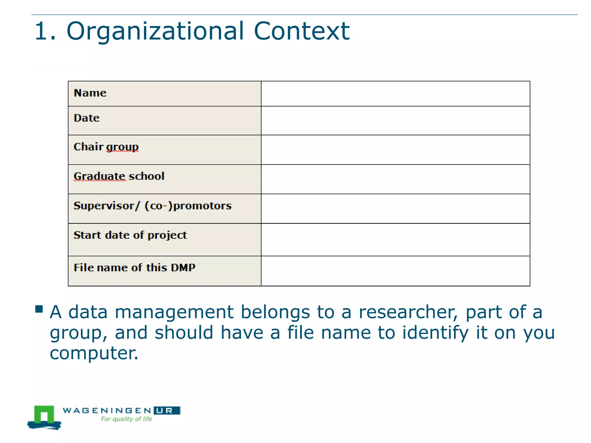 Data management plan format | PPTX