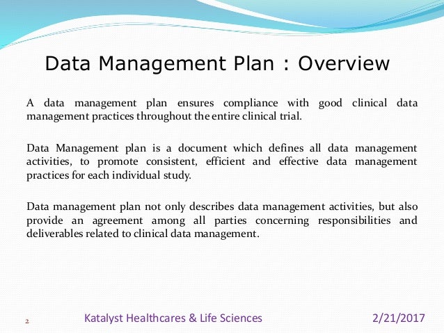 data management plan in clinical research