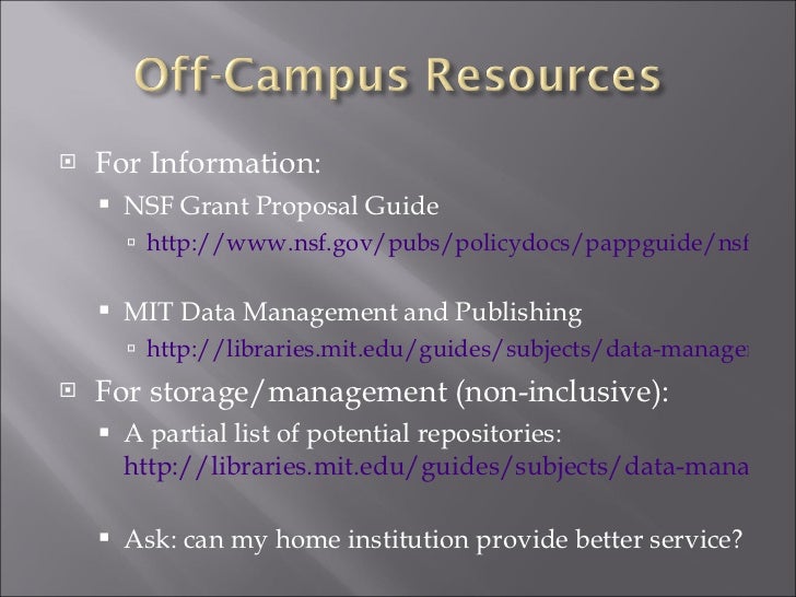 Data management plans (dmp) for nsf