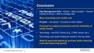 Data Management Roles, Process and Technologies In Risk Based Study ...
