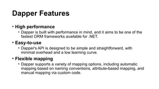 Performance Dapper Data Manipulation ppt. for BSIT students | PPTX