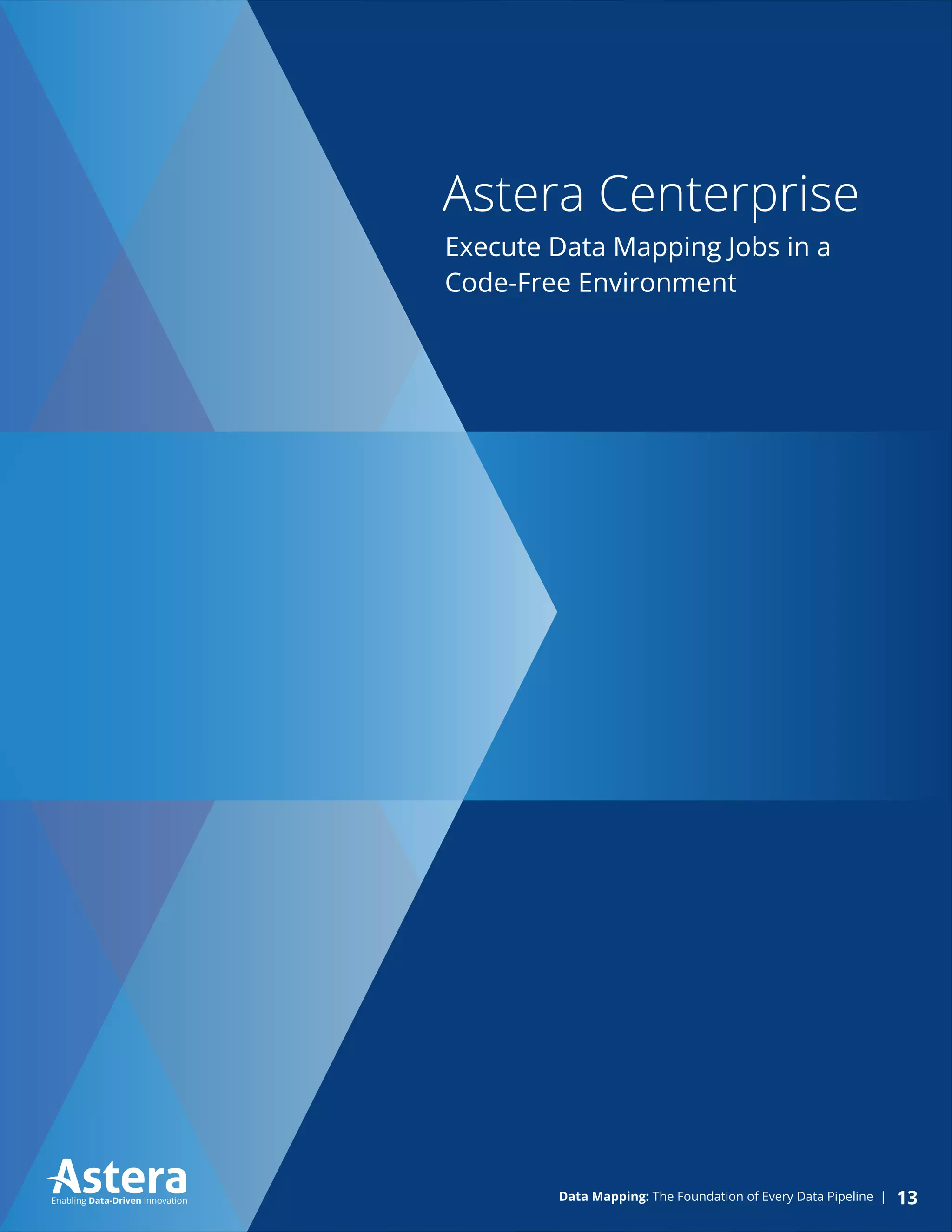 Astera Centerprise
Execute Data Mapping Jobs in a
Code-Free Environment
13Data Mapping: The Foundation of Every Data Pipeline |
 