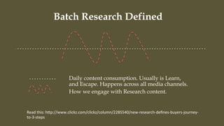 “We batch research”
 
