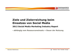 Ziele und Zielerreichung beim
Einsatzes von Social Media
2012 Social Media Marketing Industry Report

- abhängig vom Resso...