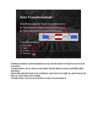 ●
●
●
●
●
● Split
Dataflows between systems/datastores imply transformation of data from one format
to another.
Transforma...