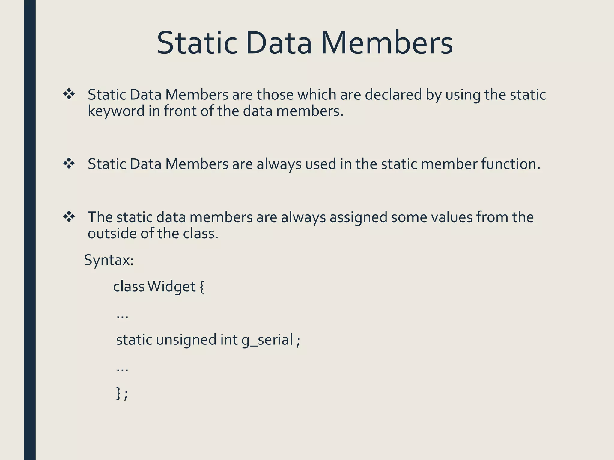 Data members and member functions | PPTX