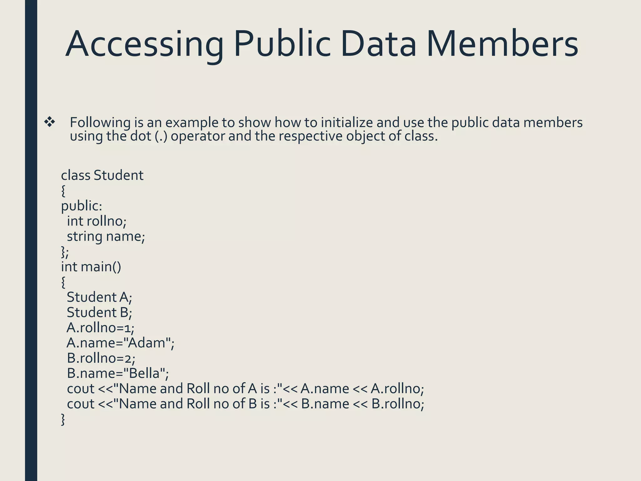 Data members and member functions | PPTX