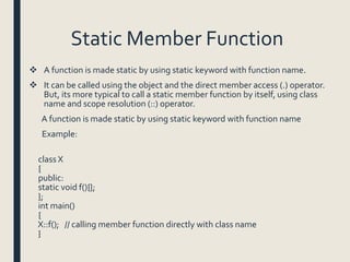 Data members and member functions | PPTX