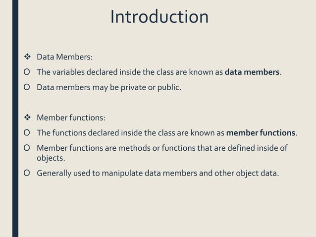 Data members and member functions | PPTX
