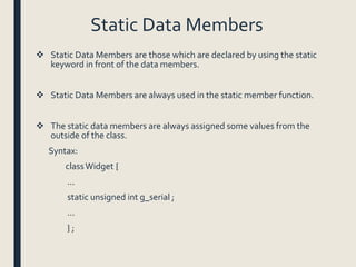 Data members and member functions | PPTX