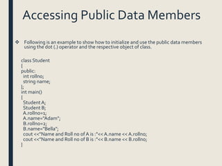 Data members and member functions | PPTX