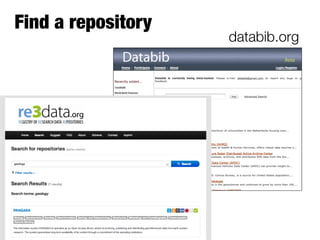 databib.org
Where
should I put
my data?
Find a repository
 