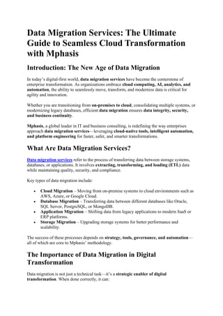 Data Migration Services: The Ultimate Guide to Seamless Cloud ...