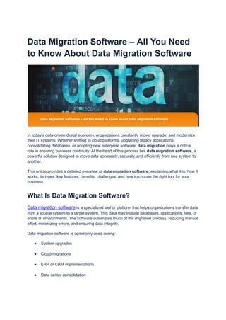 Data Migration Software – All You Need to Know About Data Migration ...