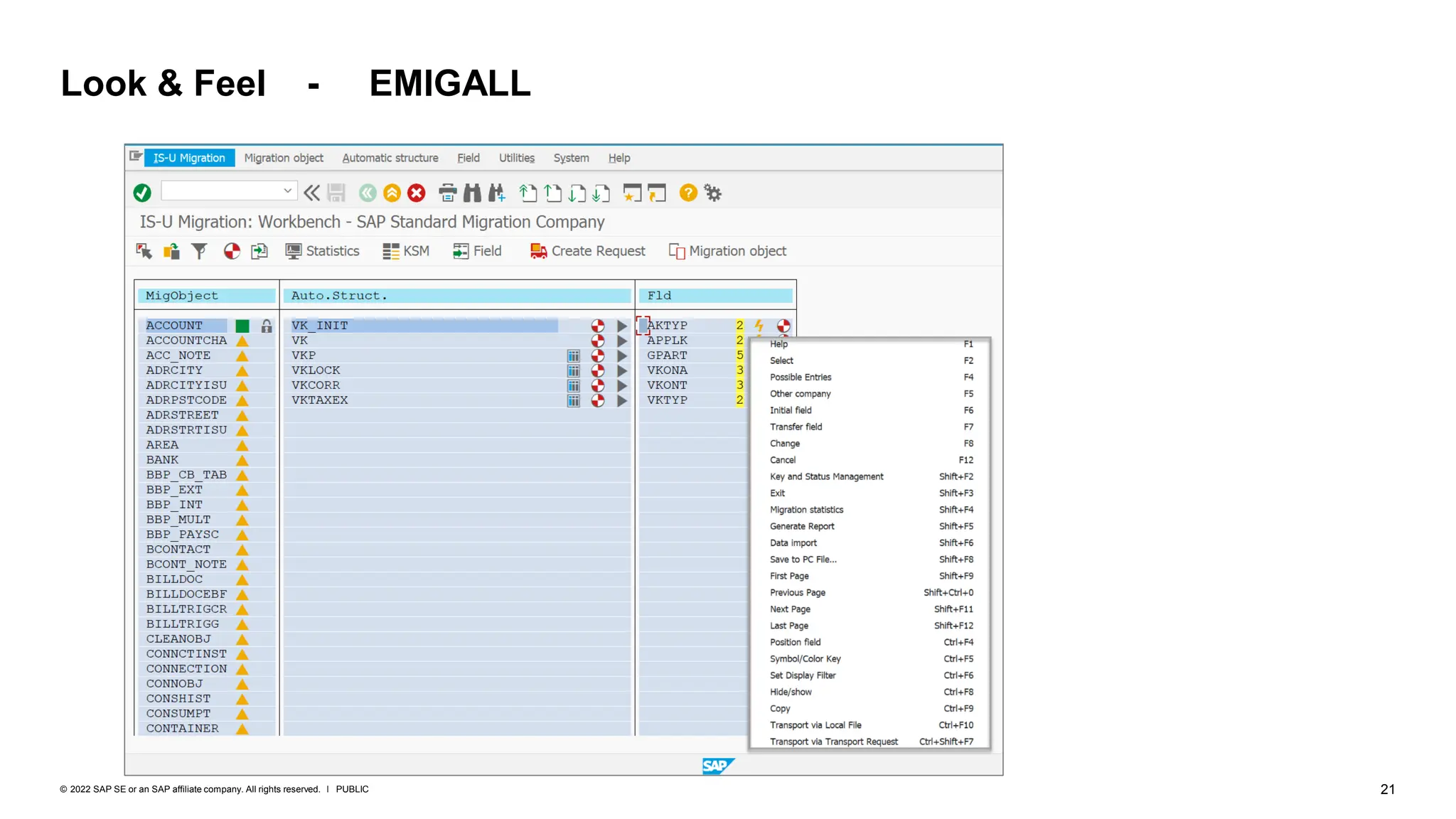 21
PUBLIC
© 2022 SAP SE or an SAP affiliate company. All rights reserved. ǀ
Look & Feel - EMIGALL
 
