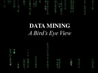 DATA MINING
A Bird’s Eye View
 