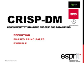 CRISP-DMCROSS INDUSTRY STANDARD PROCESS FOR DATA MINING
DÉFINITION
PHASES PRINCIPALES
EXEMPLE
Mohamed Heny Selmi
 