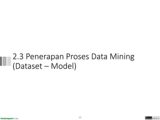 2.3 Penerapan Proses Data Mining
(Dataset – Model)
39
 