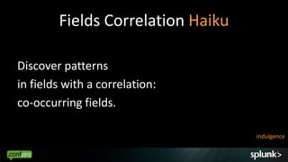 Fields Correlation Haiku

Discover patterns
in fields with a correlation:
co-occurring fields.

                                   indulgence

                                      31
 