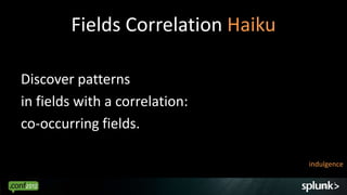 Fields Correlation Haiku

Discover patterns
in fields with a correlation:
co-occurring fields.

                          ...