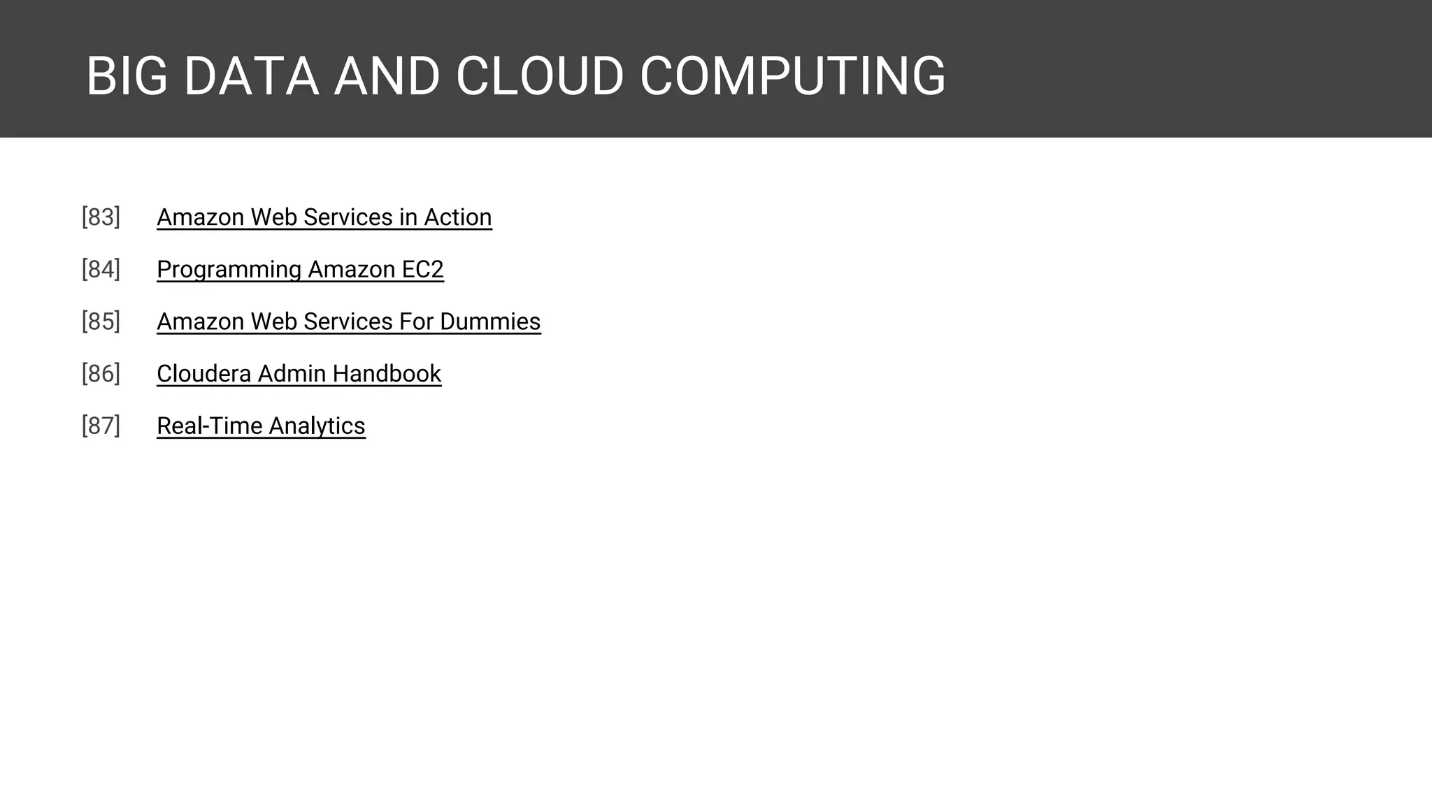 MACHINE LEARNING AND ALGORITHMS [87] Pattern Recognition and Machine Learning [88] Machine Learning: The Art and Science of Algorithms that Make Sense of Data [89] Designing Machine Learning Systems with Python [90] Real-World Machine Learning [expected] [91] Practical Machine Learning [92] Python Machine Learning Cookbook [expected] [93] Introducing Data Science: Big Data, Machine Learning, and More, Using Python Tools [expected] [94] Large Scale Machine Learning with Python [expected] [95] Machine Learning for the Web [expected] 