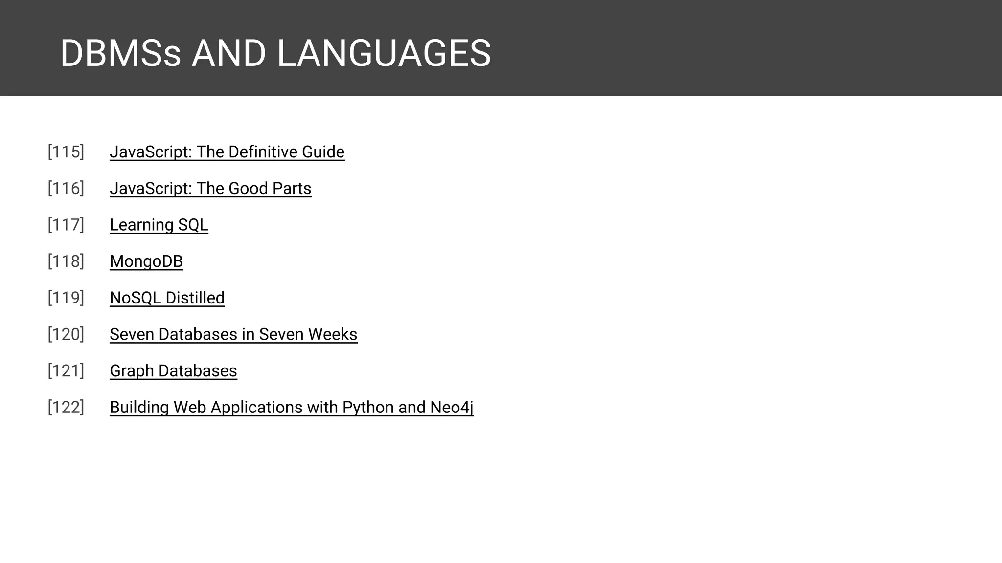 INTRODUCTORY STATISTICS AND MATHEMATICS [129] Think Stats [130] Statistics in a Nutshell [131] Doing Math with Python [132] Numerical Python [133] Mathematics for Computer Science [134] Mathematics for Computer Scientists [135] How to Lie with Statistics 