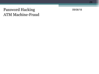 Password Hacking
ATM Machine-Fraud
09/06/18
29
 