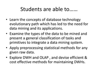 Data mining course learning outcomes,Data Mining CMAP | PPT