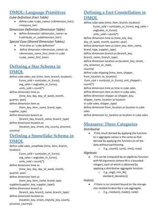 Data mining 3 - Data Models and Data Warehouse Design (cheat sheet ...