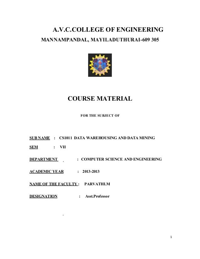 Data warehouse and data mining lecture notes pdf