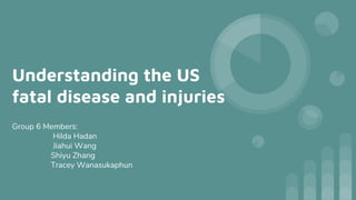 Understanding the US
fatal disease and injuries
Group 6 Members:
Hilda Hadan
Jiahui Wang
Shiyu Zhang
Tracey Wanasukaphun
 