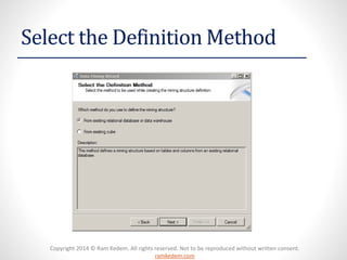 Copyright 2014 © Ram Kedem. All rights reserved. Not to be reproduced without written consent.
ramkedem.com
Select the Definition Method
 