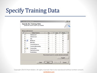 Copyright 2014 © Ram Kedem. All rights reserved. Not to be reproduced without written consent.
ramkedem.com
Specify Training Data
 