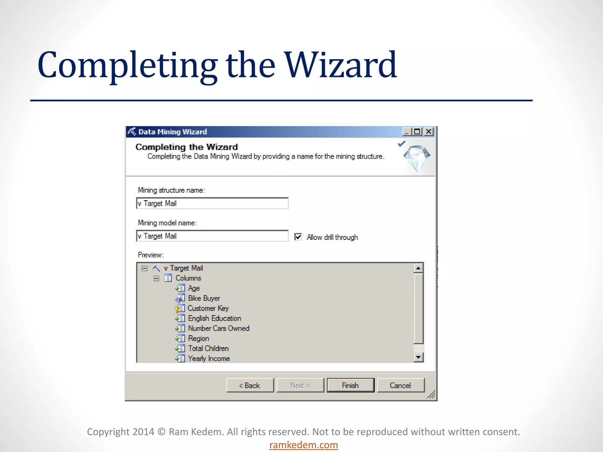 Copyright 2014 © Ram Kedem. All rights reserved. Not to be reproduced without written consent.
ramkedem.com
Completing the Wizard
 