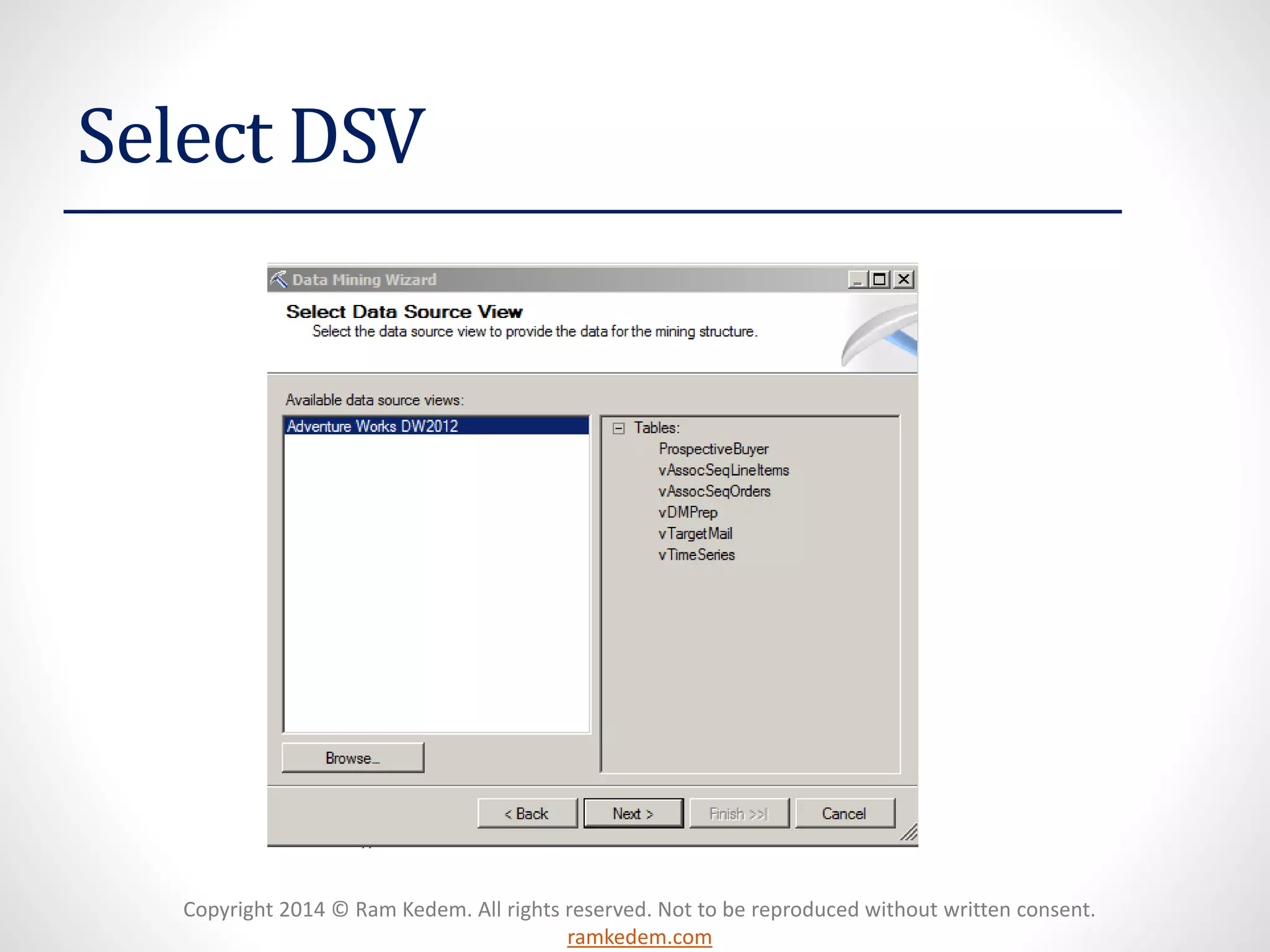 Copyright 2014 © Ram Kedem. All rights reserved. Not to be reproduced without written consent.
ramkedem.com
Select DSV
 