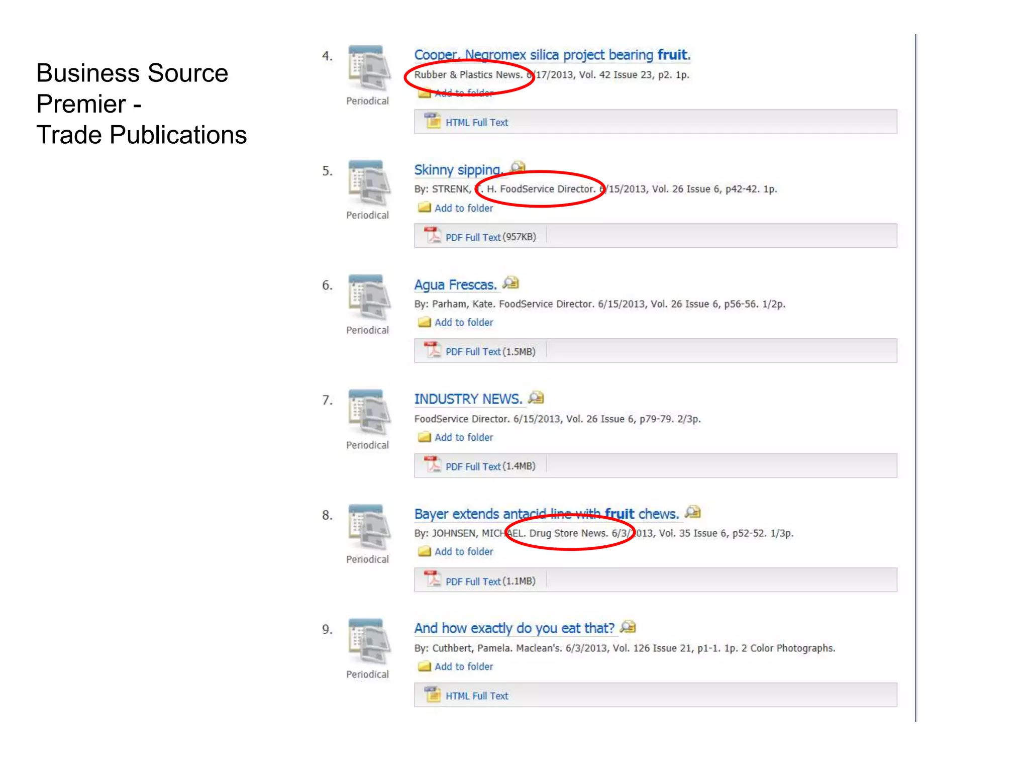 Business Source
Premier -
Trade Publications
 