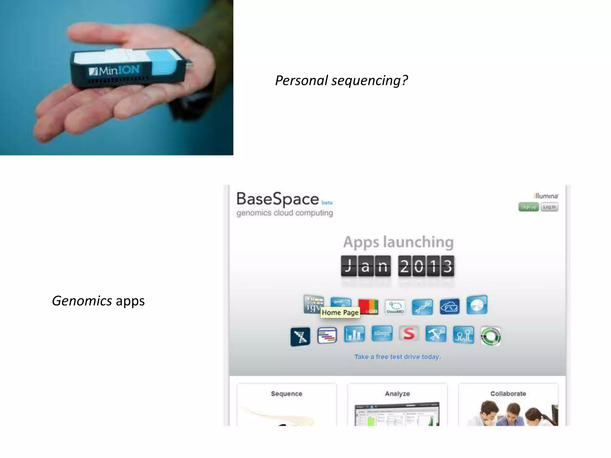 Personal sequencing?

Genomics apps

 