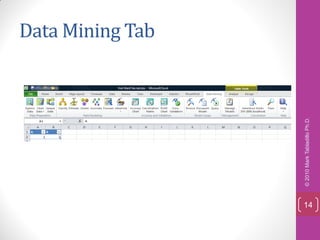 Data Mining Tab




     © 2010 Mark Tabladillo Ph.D.
14
 