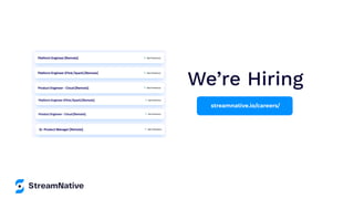 We’re Hiring
streamnative.io/careers/
 
