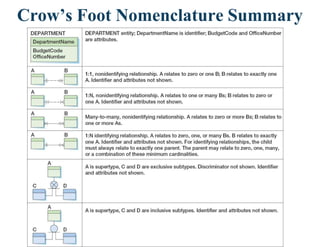 Crow’s Foot Nomenclature Summary
 
