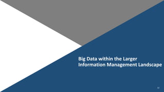 12
Big Data within the Larger
Information Management Landscape
 