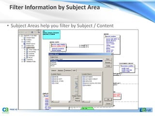Filter Information by Subject Area

• Subject Areas help you filter by Subject / Content




 PAGE 42
 