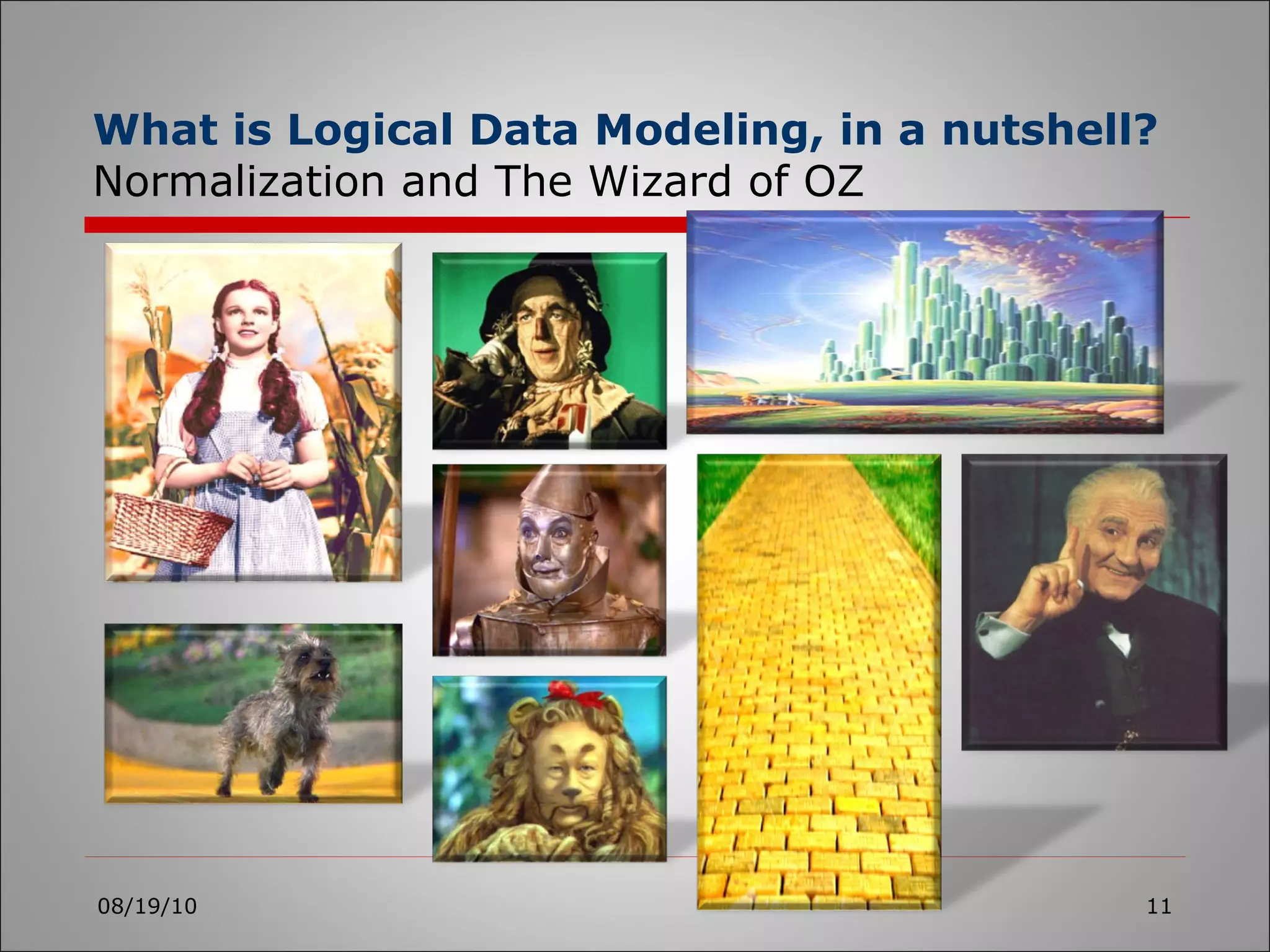 What is Logical Data Modeling, in a nutshell?   Normalization and The Wizard of OZ 08/19/10 