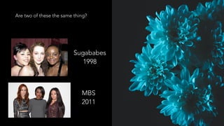 Are two of these the same thing?
MBS
2011
Sugababes
1998
 